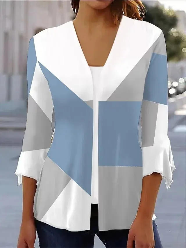Printed Quarter Sleeved Cardigan Knit Color12 - Shop at LoveMi