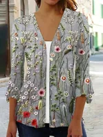 Printed Quarter Sleeved Cardigan Knit - Color8