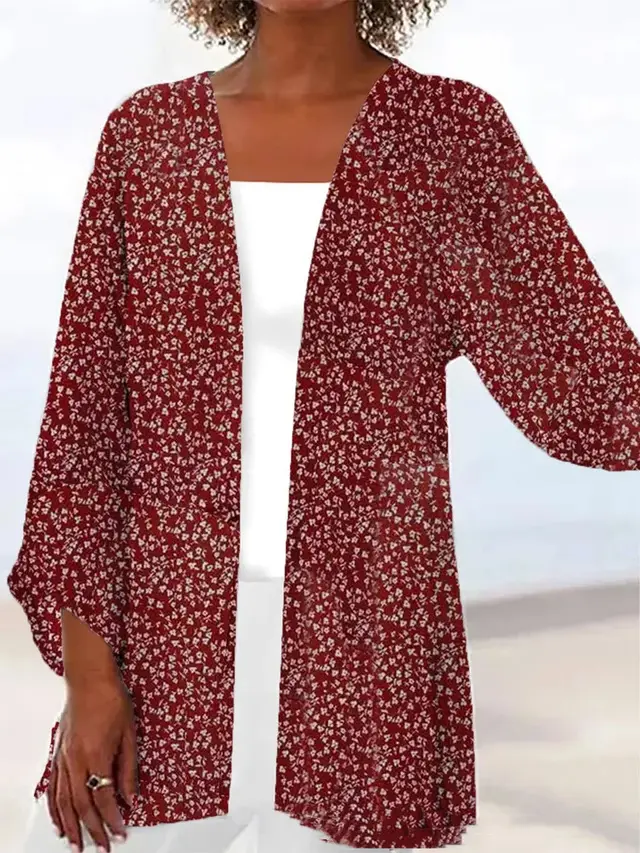 Printed Loose Top Fashion Coat Color9 - Shop at LoveMi