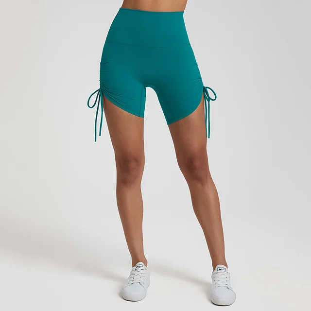 Sports Shorts Women's Drawstring Adjustable High Waist Classic Green - Shop at LoveMi