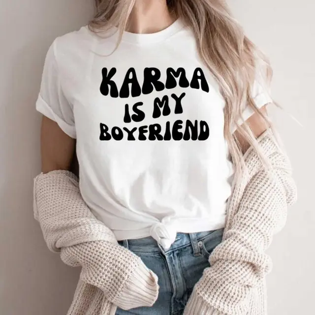 European And American Digital Printing Casual Round Neck Short Sleeves T shirt White - Shop at LoveMi