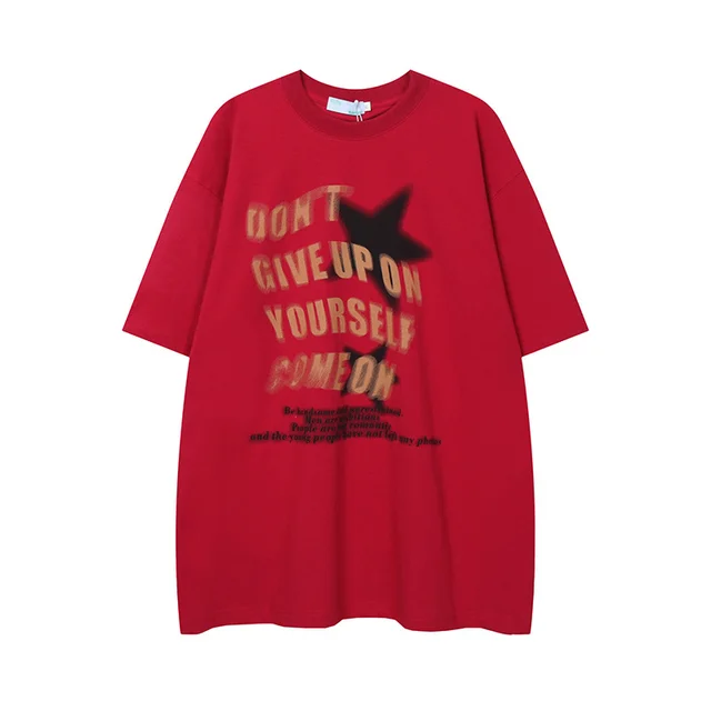 Men's Fashion Round Neck Cotton T shirt Red - Shop at LoveMi