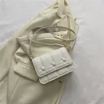 Simple Shoulder Crossbody Solid Color Casual Line Pressing Small Square Bag - White