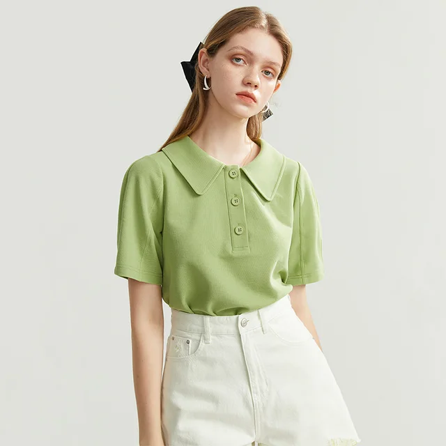 French Style Knitwear Short Sleeve T shirt For Women Green - Shop at LoveMi