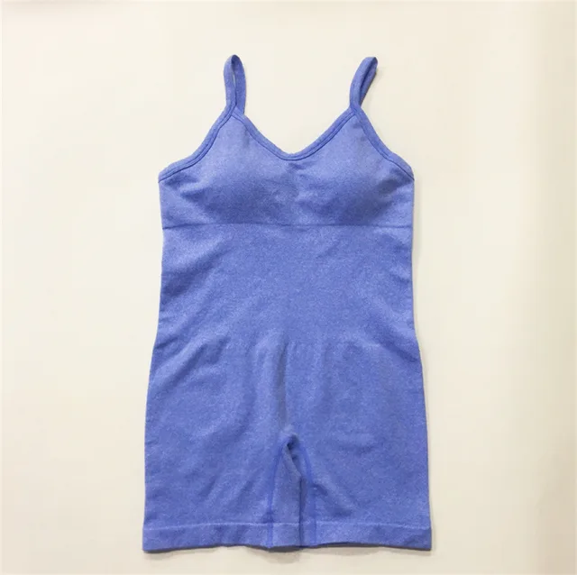 Women's Fashion Sports High Waist Seamless Knitted Sleeveless Jumpsuit Blue - Shop at LoveMi
