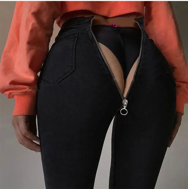 Women's Back Zipper Skinny Jeans Black - Shop at LoveMi