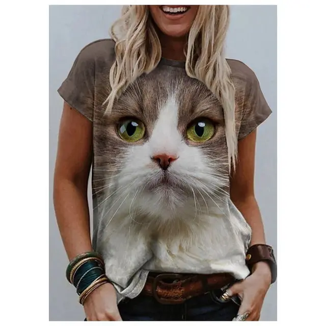 Fashion Animal Print Short Sleeve Gray - Shop at LoveMi