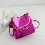 Laser Chain Handbag Large Capacity Crossbody Bucket Bag - Rose