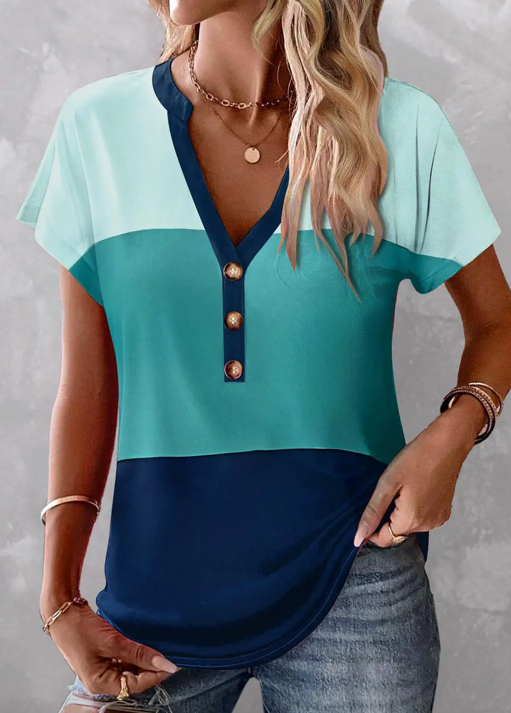 Multi Colour Gradient Button Top Casual - Element3