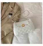 Diamond Chain Crossbody Bag Shoulder Commuter - White