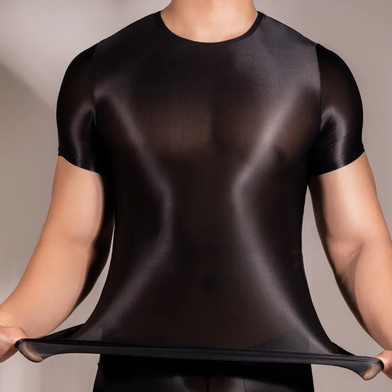 Men's Tight Super Elastic Vest Short Sleeve - Black Top