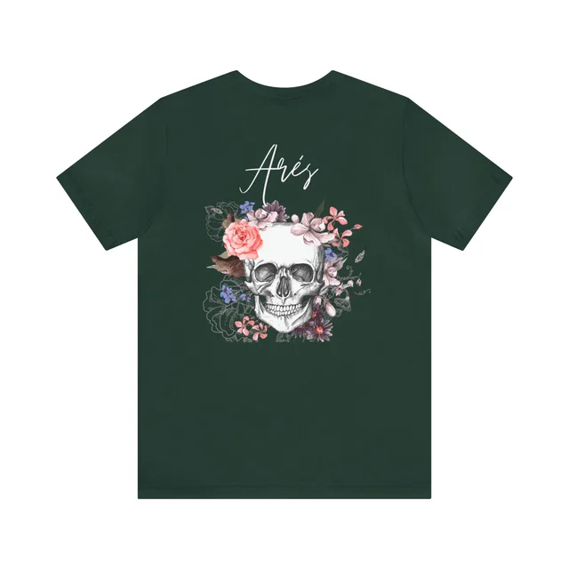 Flower Skeleton T shirt Forest Print Short Sleeve Black - Shop at LoveMi
