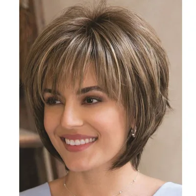 Women's Fashion Realistic High temperature Fiber Micro volume Short Hair Wig Wig381 Brown Mixed Light Gold - Shop at LoveMi