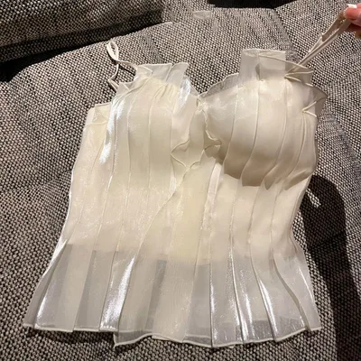 Summer Bud Pleated Suspender Top For Women Picture Color S - Shop at LoveMi