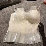 Summer Bud Pleated Suspender Top For Women - Picture Color-S - View 1