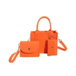 Felt Diamond Plaid Solid Color Portable Small Square Bag - Orange - View 1