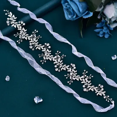 Bridal Belt Dress Silver Waist Chain Handmade Rhinestone Gold With White Ribbon - Shop at LoveMi