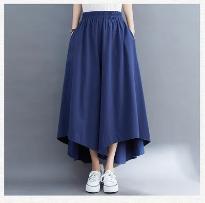 Women's Fashionable Loose Wide leg Pants Slim Loose Pants Blue - Shop at LoveMi