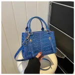 Fashionable Solid Colour Summer New Western Style Shoulder Messenger Bag - Blue