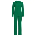 Solid Color Knit Shirt Straight Leg Pants Fashion Suit - Emerald Green