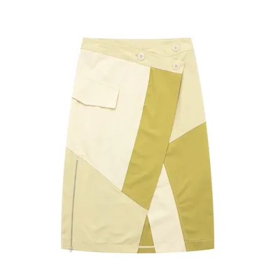 Women's Patchwork Three piece Windbreaker Fabric Shirt Midi Skirt Skirt Waist With Trim Straight Skirt - Shop at LoveMi