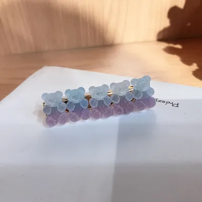 Cartoon Cute Girl Side Clip Sweet Bang Hairpin Hair Accessories For Women Blue Purple Gradient - Shop at LoveMi