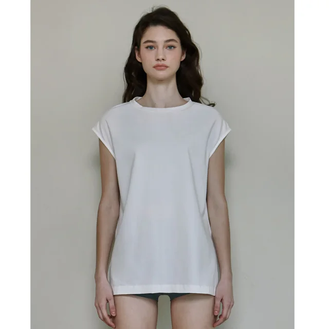 Long Thigh length Fitness Vest Crew Neck Split Loose Running Athletic Clothing Yoga Clothes T shirt White - Shop at LoveMi