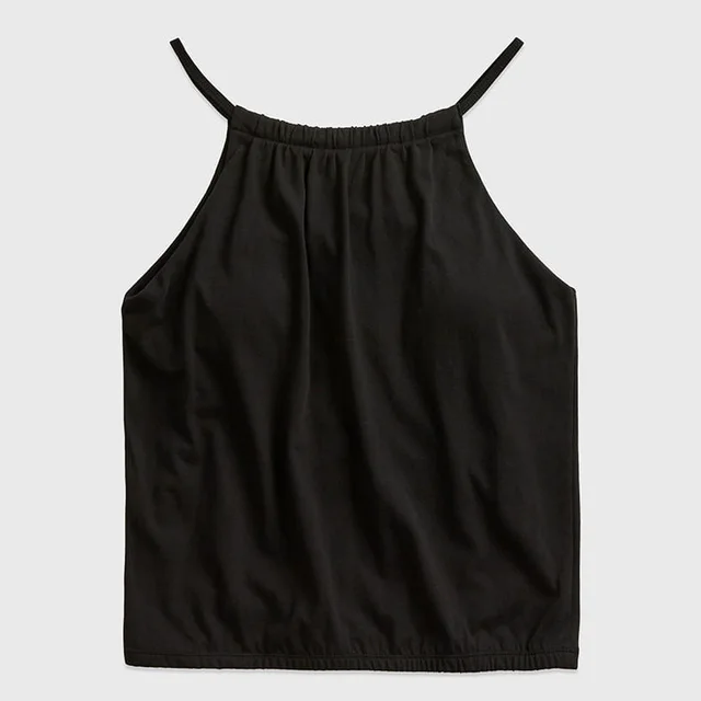 Strappy Sleeveless Tank Top Yoga Clothes Sports Vest With Chest Pad Black - Shop at LoveMi
