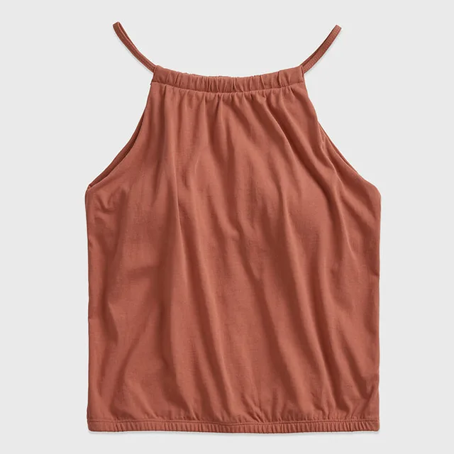 Strappy Sleeveless Tank Top Yoga Clothes Sports Vest With Chest Pad Rouge Red - Shop at LoveMi
