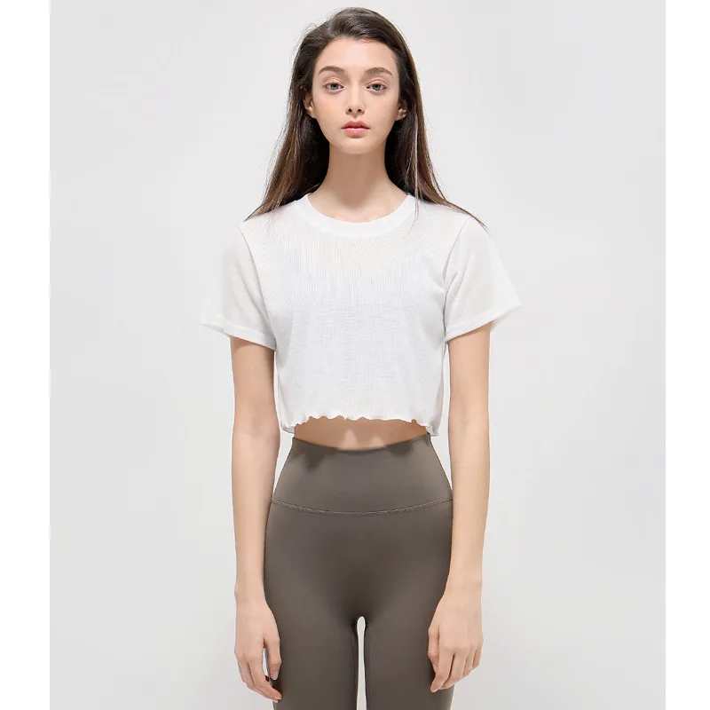 Yoga Clothes Short Sleeve Workout Top - White
