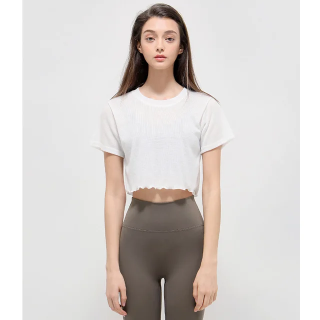 Yoga Clothes Short Sleeve Workout Top White - Shop at LoveMi