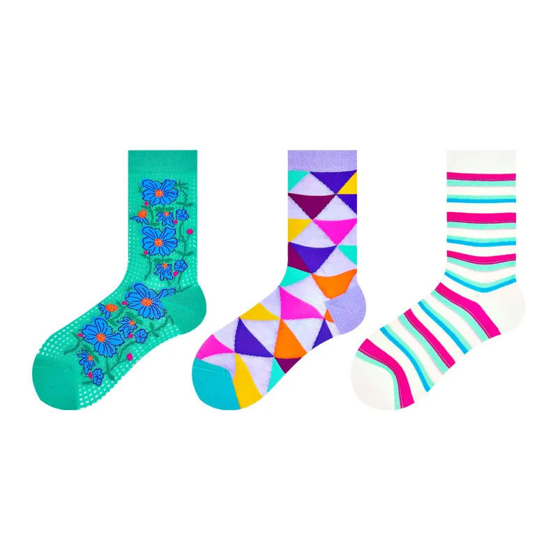 Original Women's Socks Summer Thin Mixed Color Stripe Tube Socks Mesh Cotton Boneless Personality Cartoon Color Socks For Women Level As A Mirror - Shop at LoveMi