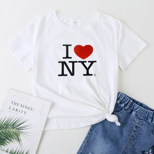 European And American Street Style Casual Letter Print Short sleeve T shirt White - Shop at LoveMi