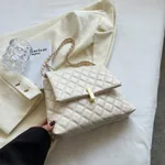 Popular Western Style Popular Rhombus Chain Messenger Bag - White