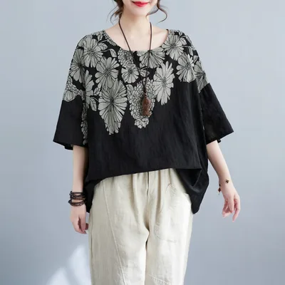 Women's Fashionable Temperament Batwing Shirt Round Neck Short Sleeve Black - Shop at LoveMi