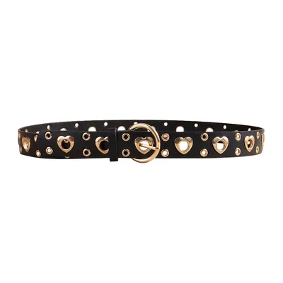 Sexy Punk Style Metal Air Eye Belt For Women With Jeans Skirt Hip Hop Heart Cutout Black Belt Black - Shop at LoveMi
