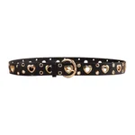 Sexy Punk Style Metal Air Eye Belt For Women With Jeans Skirt Hip Hop Heart Cutout Black Belt - Black