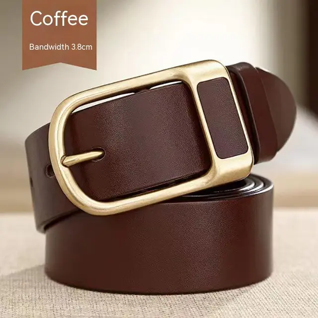 Men's Business Casual Retro Pin Buckle Belt Ds901Tpu Gold Buckle Brown - Shop at LoveMi