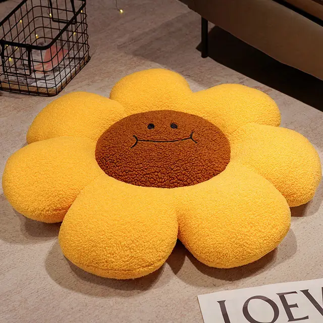 Cartoon Sunflower Flower pattern Throw Pillow Bay Window Yellow Flower Brown Core - Shop at LoveMi