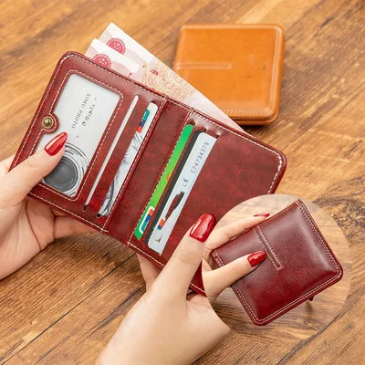 Driving License Protective Case Mini Short Small Wallet Burgundy - Shop at LoveMi
