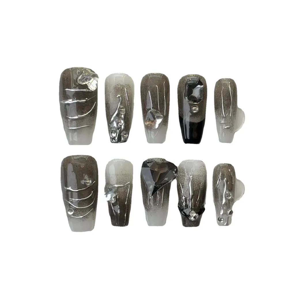 Dark Finished Nail Beauty Ink Smudges Advanced Handmade Removable Waterproof Patch - Extra Small Xs