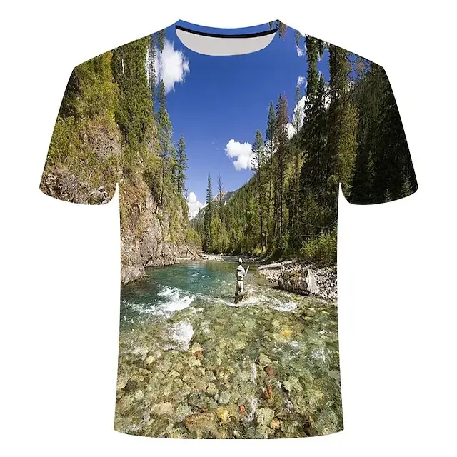 3D Fish Series Printed Men's And Women's Short Sleeves 2Color - Shop at LoveMi