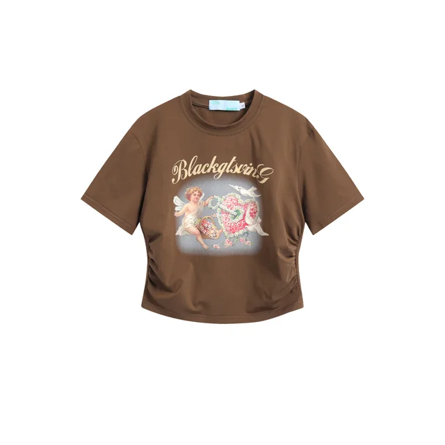 American Short Sleeve Three dimensional Slim Fit Slimming Coffee - Shop at LoveMi