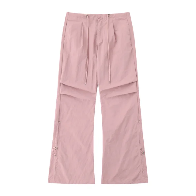 Bell bottom Women's Pleated Workwear Casual Pants Pink - Shop at LoveMi