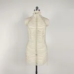 Women's Fashion Pearl Backless Hollow Dress - Average Size