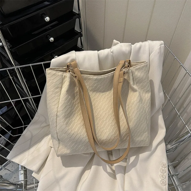 Casual Large Capacity Shoulder Bags Women Fashion Shopping Handbag Beige - Shop at LoveMi