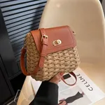 One-shoulder Crossbody Woven Bag All-match Special-interest Design Rattan - Tan