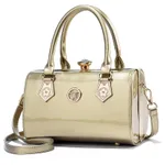New Fashion Bright Leather Portable Large Capacity Women's One Shoulder Crossbody Bag - Gold