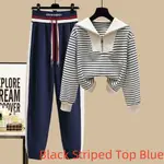 Black Striped Top Blue