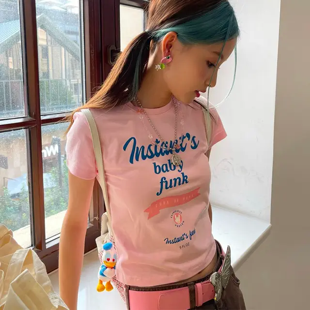 Women's Slim fit Short Top Short Sleeve T shirt Pink - Shop at LoveMi